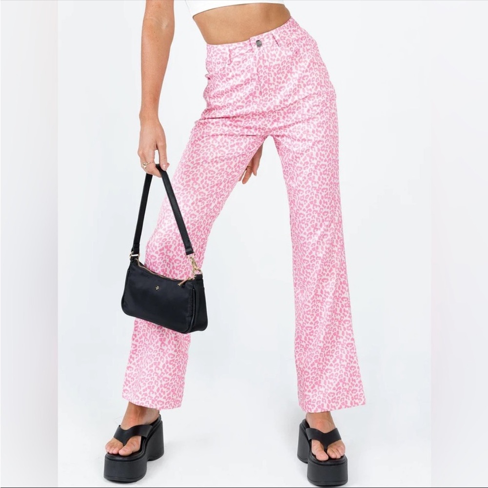 NWOT Princess Polly Pink Leopard Wide Leg/Flare Pants